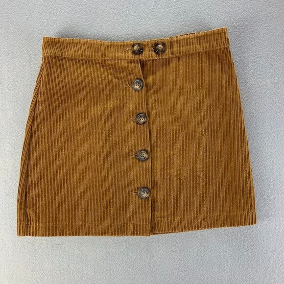 Chelsea Violet Skirt Womens Large Brown Corduroy Button Front Short Cotton - Picture 1 of 11